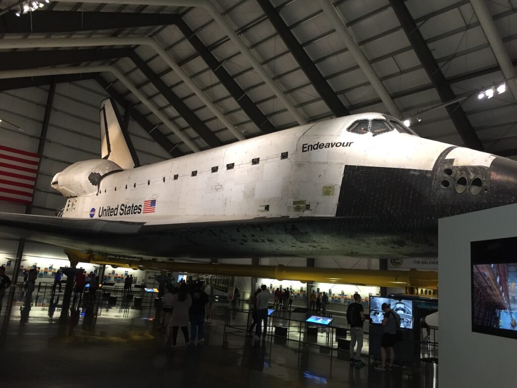A photo of the Space Shuttle Endeavour at the California Science Center.